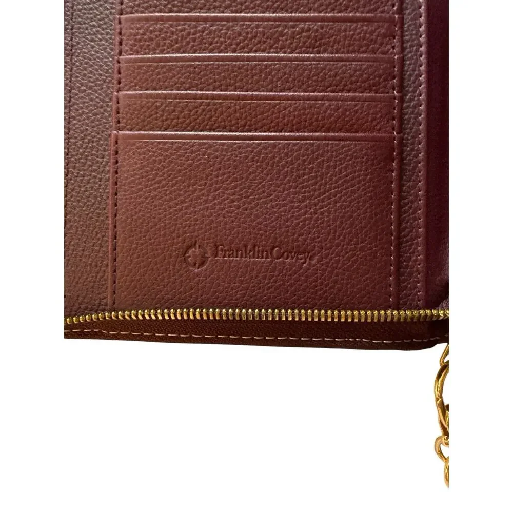 Franklin Quest Planner Binder Burgundy Brown Verona Leather Zip Around No Ring